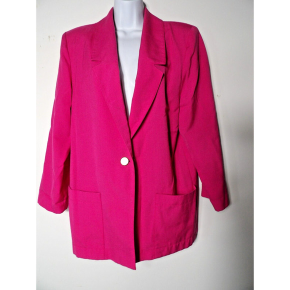 Sag Harbor Sz 14 Pink Blazer Lightweight Vintage Bright Barbie Core 90s - Picture 2 of 12
